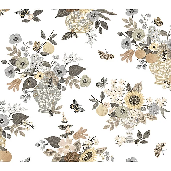 York F28-Rifle Paper Co. 3rd Edition Flower Studies Linen Wallpaper RF7403 (Double Roll)