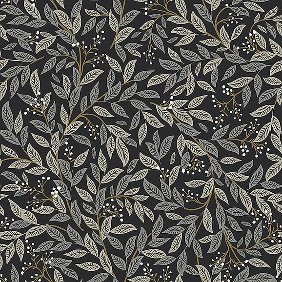 York F28-Rifle Paper Co. 3rd Edition Willowberry Black Wallpaper RF7462 (Double Roll)
