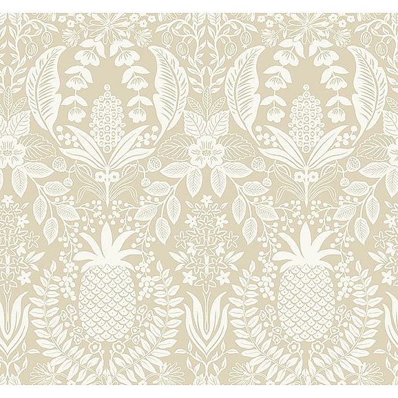 York F28-Rifle Paper Co. 3rd Edition Pineapple Damask Linen Wallpaper RF7485 (Double Roll)