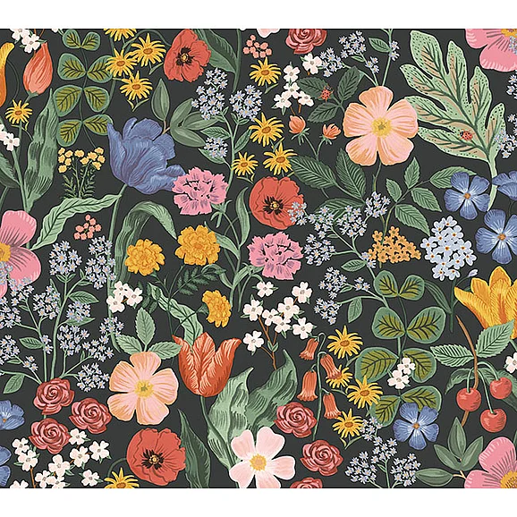 York F28-Rifle Paper Co. 3rd Edition Blossom Black Wallpaper RF7491 (Double Roll)