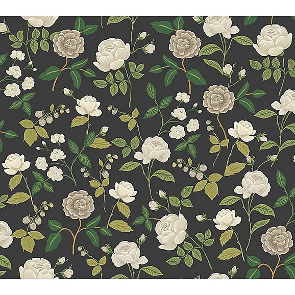 York F28-Rifle Paper Co. 3rd Edition Roses Black Wallpaper RF7542 (Double Roll)