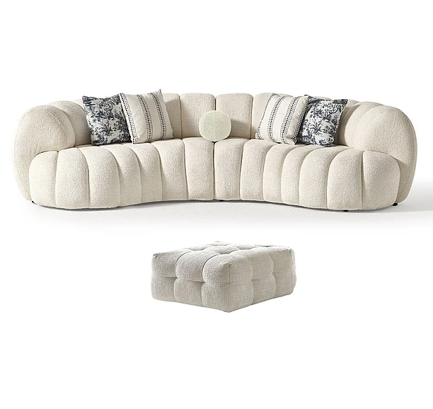 Whiteline Modern Rhodes 2pc Curved Sofa Living Room Set in White