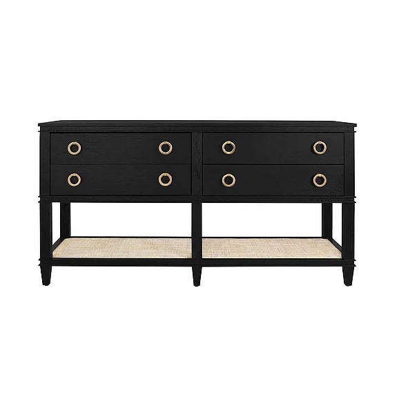 Worlds Away Richmond Four Drawer Console in Black Oak RICHMOND BO