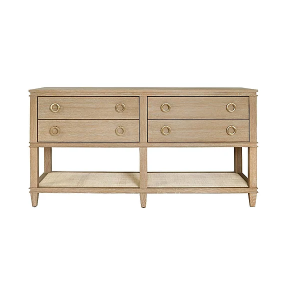 Worlds Away Richmond Four Drawer Console in Cerused Oak RICHMOND CO