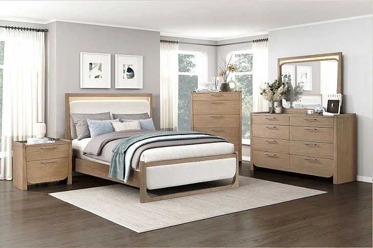 Homelegance Riley 2pc Platform Bedroom Set in Light Brown