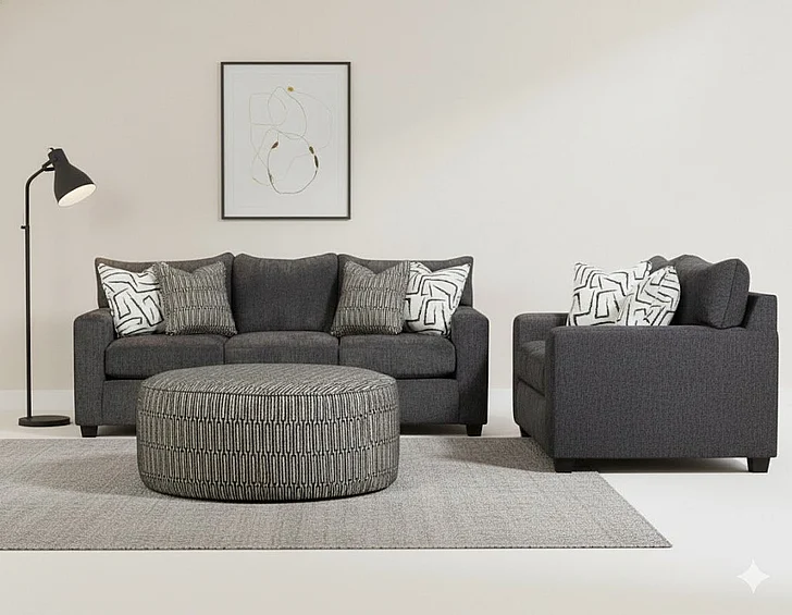 Southern Motion Ripple Midnight 2pc Living Room Set in Charcoal