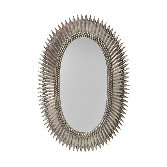 Worlds Away Rita Oval Starburst Mirror in Silver Leaf RITA S