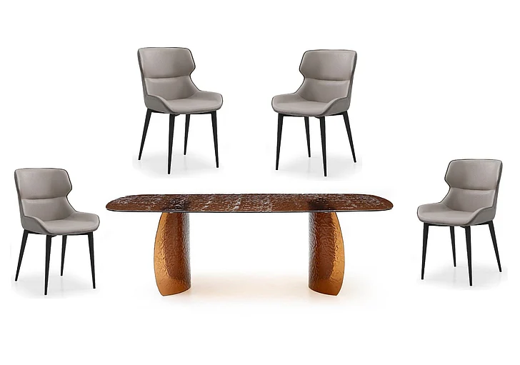 Whiteline Modern 5pc Rivelle Dining Table Set in Bronze