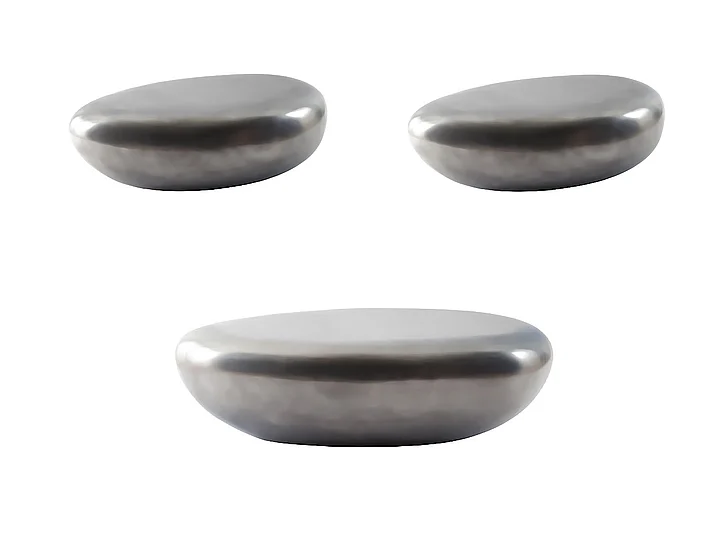Phillips River Stone 3pc Occasional Set in Polished Aluminum