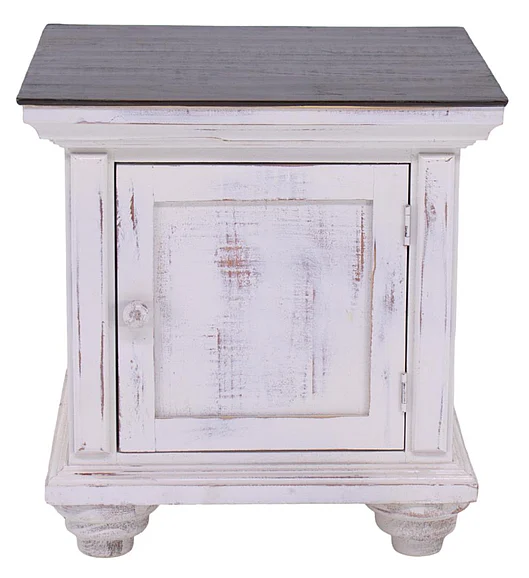 Split Nickel Rivers Edge End Table Nero White Rodeo Top MIC-RIV-END875 | R302
