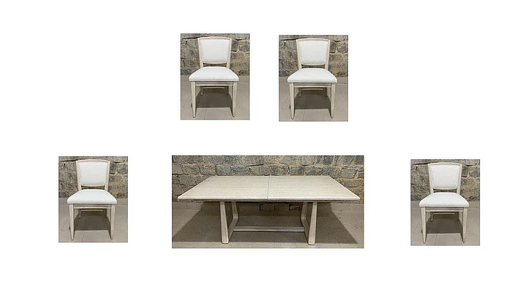 Riverside Carmella 5pc Rectangle Dining Table Set in Pebble Oak