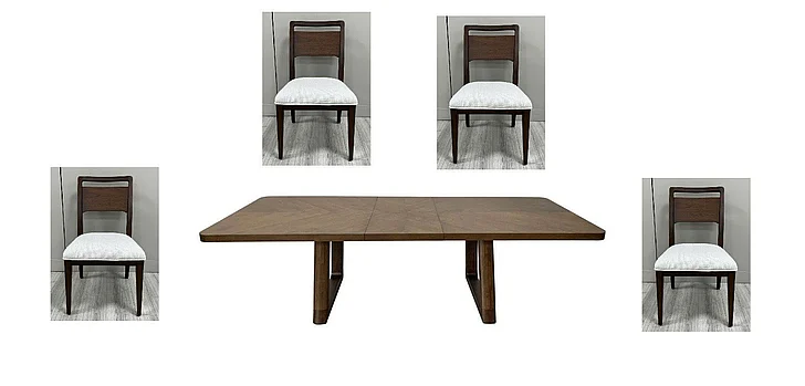 Riverside Delia 5pc Rectangle Dining Table Set in Nouveau Walnut