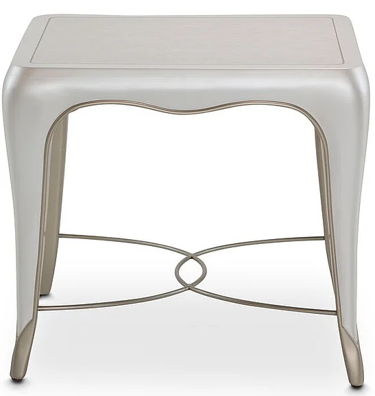 AICO Furniture London Place End Table in Creamy Pearl 9004202-112