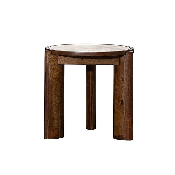 LH Home Remix Round Side Table in Travertine RMT033