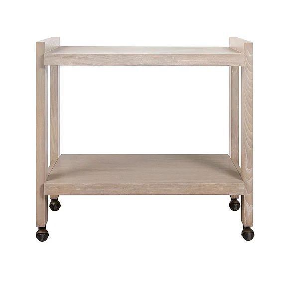 Worlds Away Rockwell Minimalist Bar Cart in Light Cerused Oak ROCKWELL CO