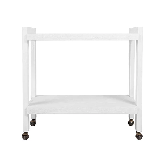 Worlds Away Rockwell Minimalist Bar Cart in White Washed Oak ROCKWELL WWO