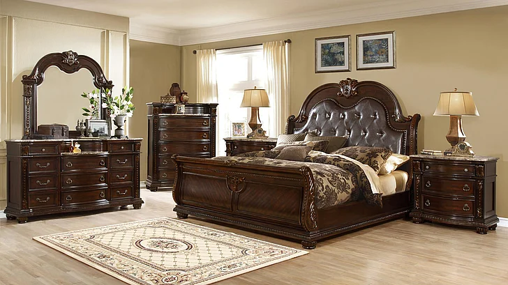 Galaxy Home Roma 2pc Bedroom Set in Dark Walnut