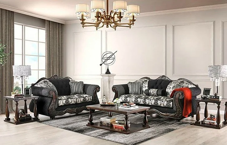 Furniture of America Ronja 2pc Living Room Set in Black