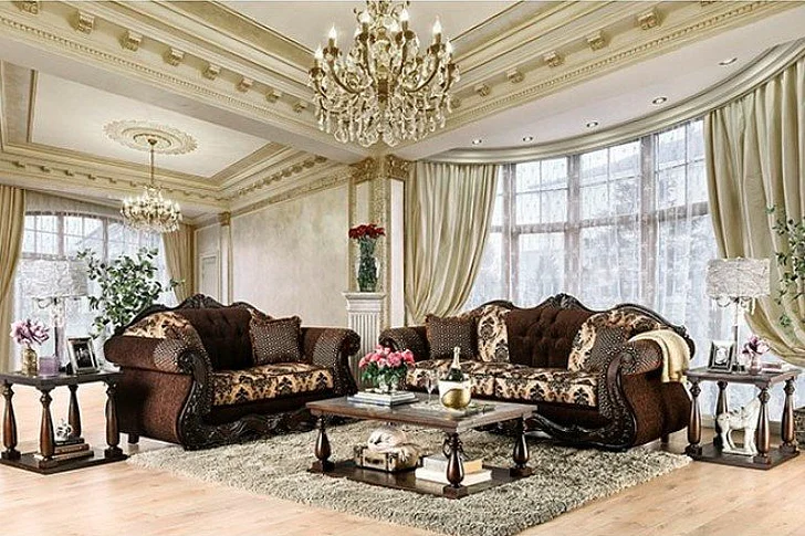 Furniture of America Ronja 2pc Living Room Set in Dark Brown
