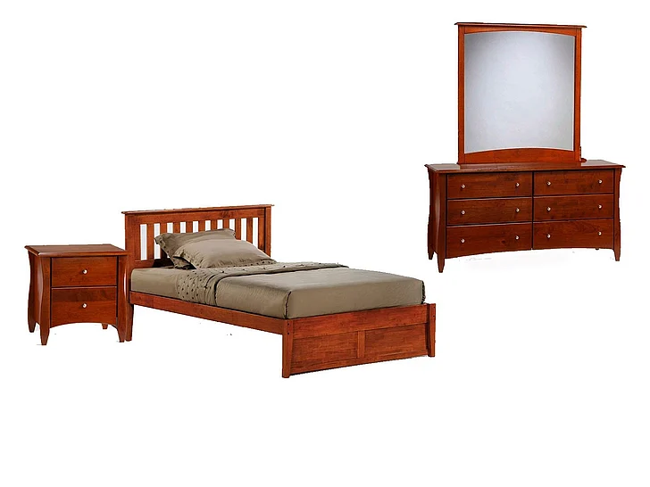 Night & Day Rosemary 4pc Platform Bedroom Set in Cherry