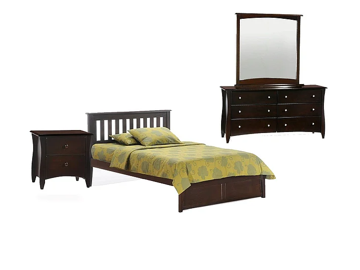Night & Day Rosemary 4pc Platform Bedroom Set in Chocolate