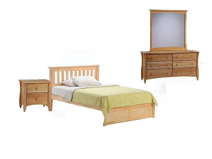 Night & Day Rosemary 4pc Platform Bedroom Set in Natural