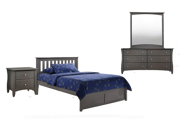 Night & Day Rosemary 4pc Platform Bedroom Set in Stonewash