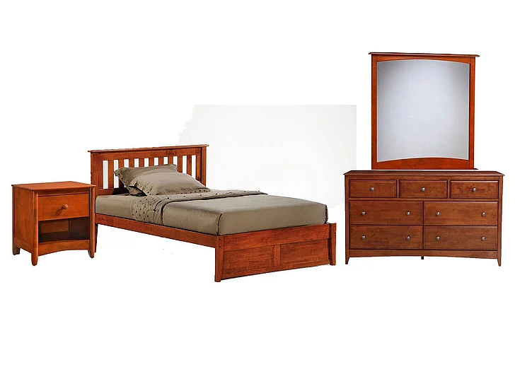 Night & Day Rosemary 4pc Platform Bedroom Set in Cherry