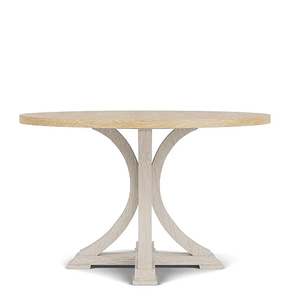 Riverside Furniture Glenndale Round Dining Table in Aged White and Wheat 79452