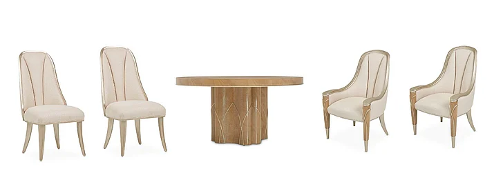 AICO Villa Cherie 5pc Round Dining Set in Caramel