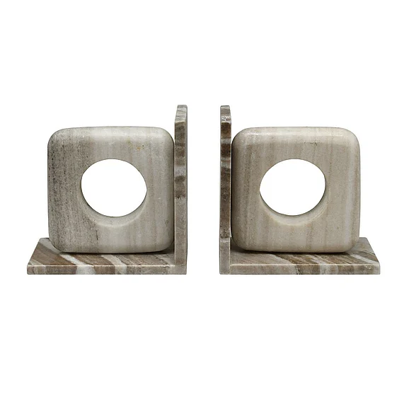 Worlds Away Rover Beige Marble Bookend ROVER