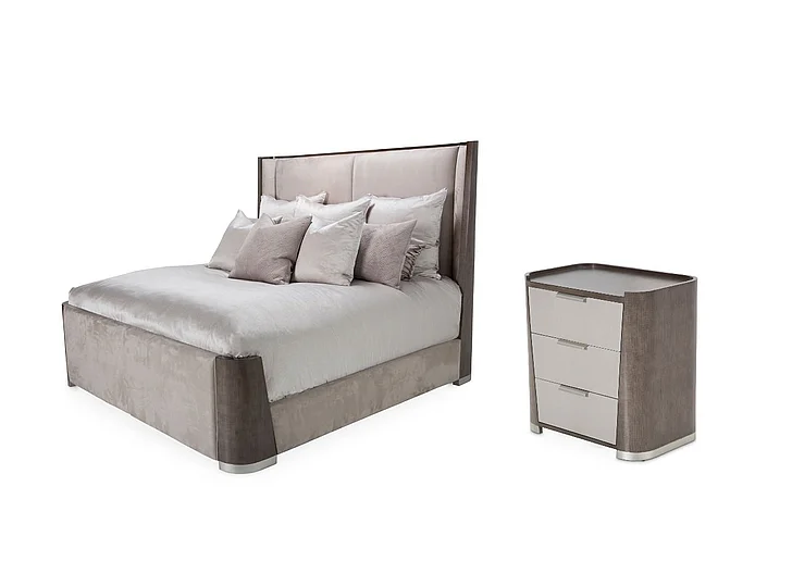 AICO Roxbury Park 2pc Dual-Panel Bedroom Set in Slate
