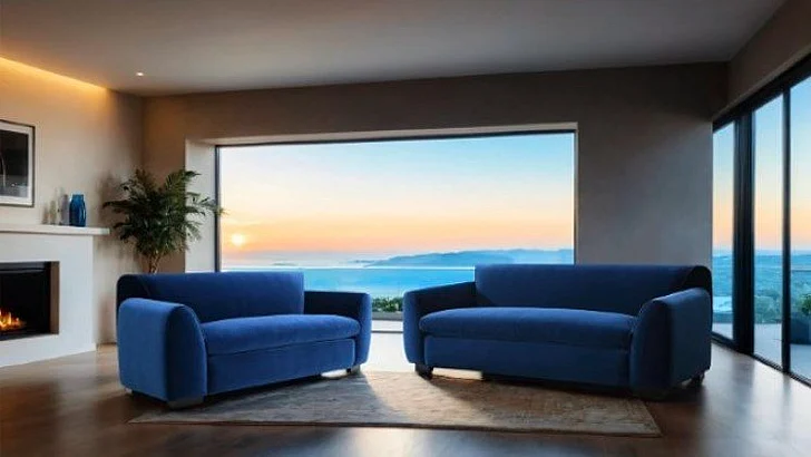 Furniture of America Severo 2pc Living Room Set in Royal Blue
