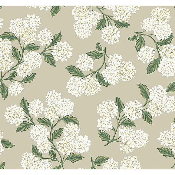 York E63-Rifle Paper Co. Second Edition Hydrangea Beige Wallpaper RP7394 (Double Roll)