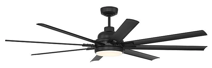 Craftmade Rush 65" 8-Blade Indoor/Outdoor (Wet) Ceiling Fan in Flat Black RSH65FB8-NWF