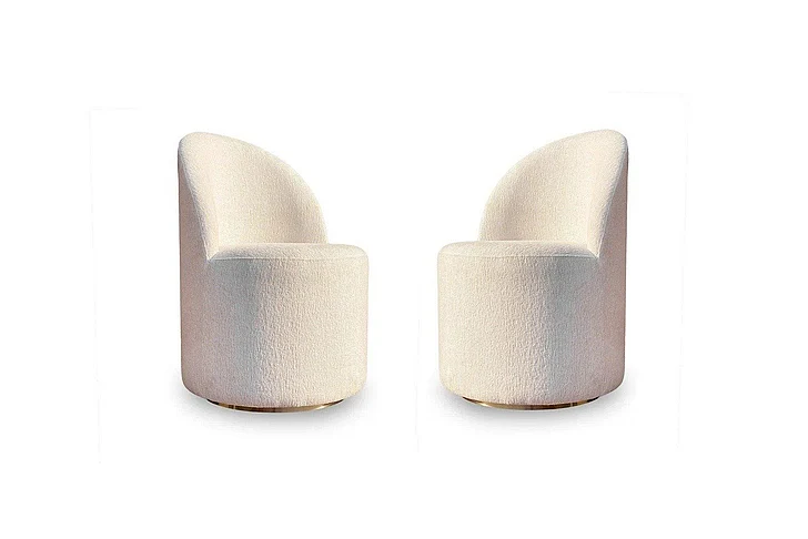 Modus Furniture Zinnia Fully Upholstered Swivel Chair in Dune Chenille RSTP64 (Set of 2)