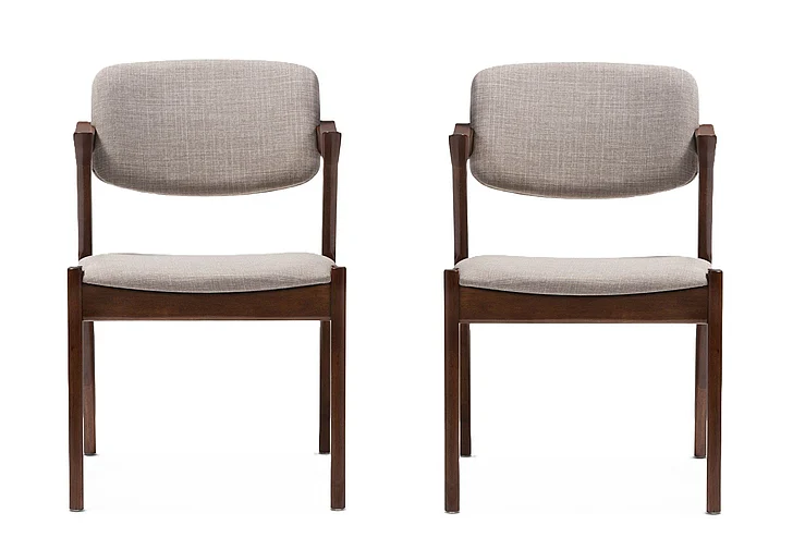 Baxton Studio Elegant Dark Grey Upholstered Dining Armchair (Set of 2) 7186 PROMO
