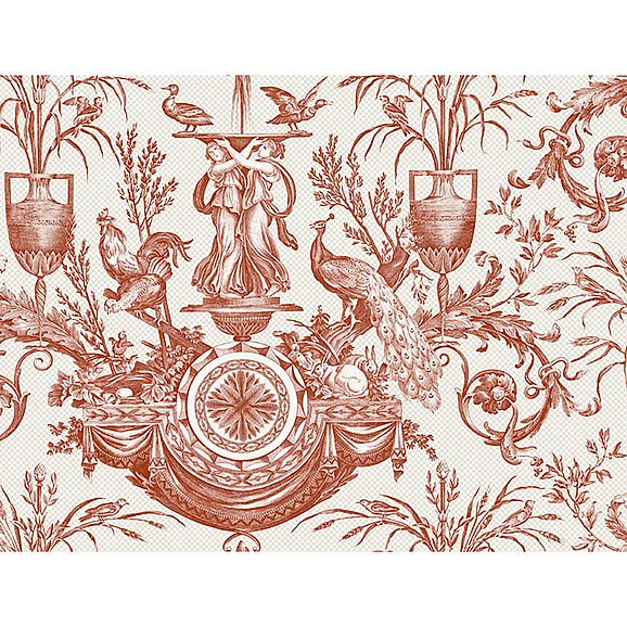 York F17-Toile Resource Library Avian Fountain Toile Brick Wallpaper RT7814 (Double Roll)