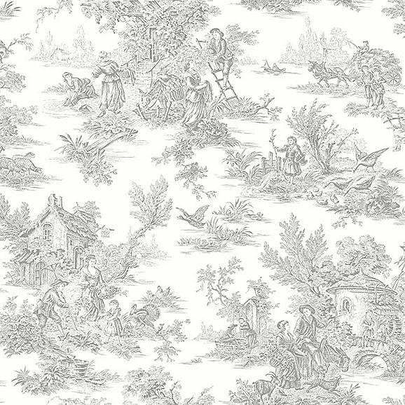 York F17-Toile Resource Library Campagne Toile Grey Wallpaper RT7940 (Double Roll)