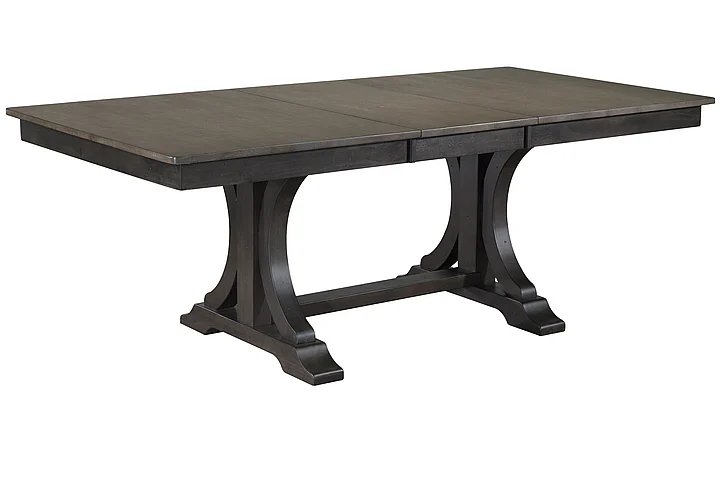 Iconic Furniture Double Pedestal Deco Distressed Cocoa Brown/Cotton White Table
