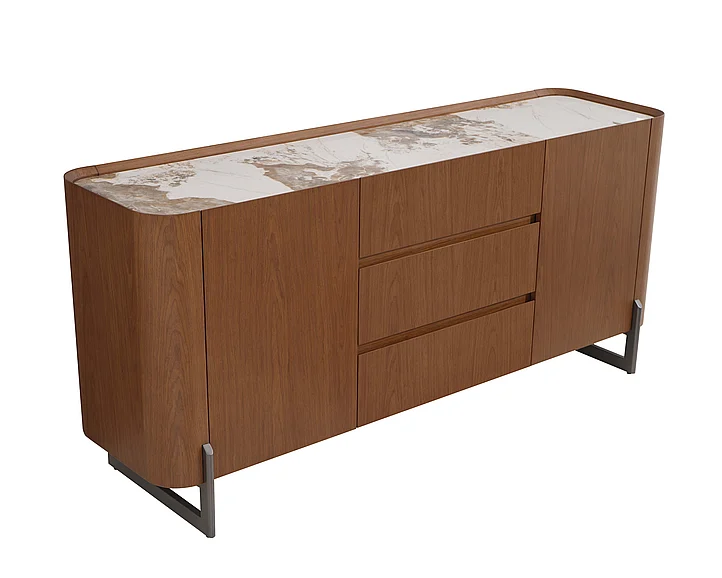 Chintaly Ruby Wooden 2-Door Buffet w/ Ceramic Top & Steel Legs RUBY-BUF