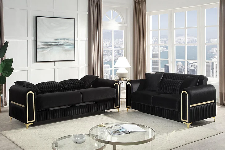 Galaxy Home Ruby 2pc Living Room Set Black 733569320851