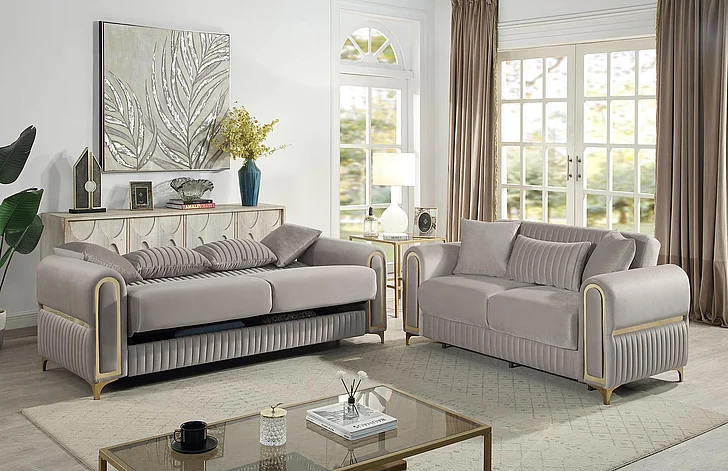 Galaxy Home Ruby 2pc Living Room Set Taupe 733569320936