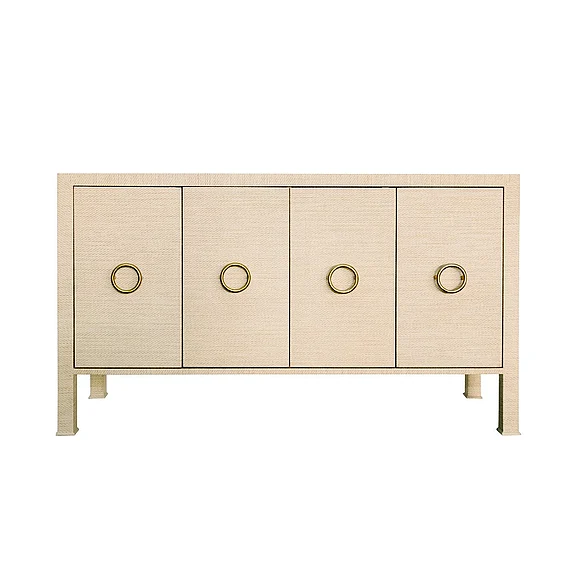 Worlds Away Rue Four Door Buffet in Natural Grasscloth RUE NAT