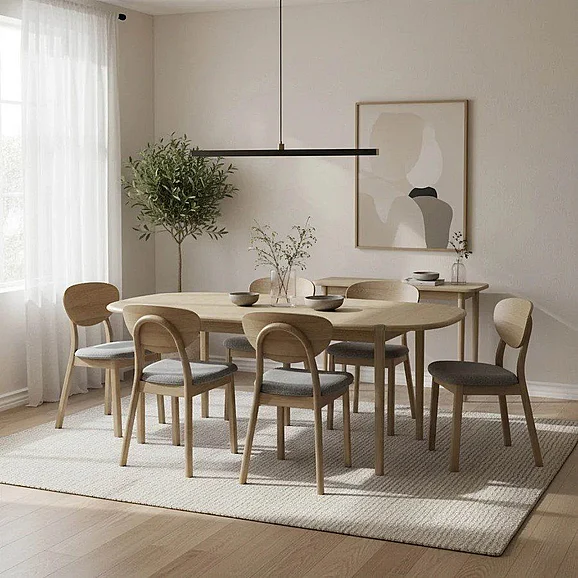 LH Home Runway 7pc Small Dining Room Set in Light Oak