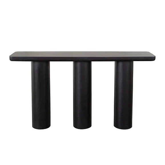 Diamond Sofa Rune 60-Inches Console Table with Acacia Wood Top & Iron Leg Base in Black RUNECSBL