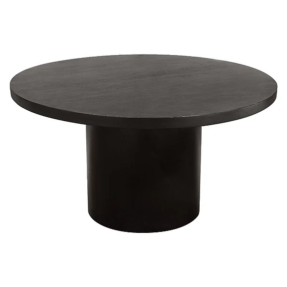 Diamond Sofa Rune 54-Inches Round Dining Table with Solid Acacia Wood Top & Iron Pedestal Base in Black RUNEDTBL