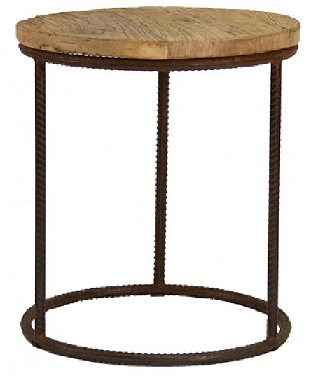 Zentique Rustique Round Side Table in Stained Oak RURST-1S