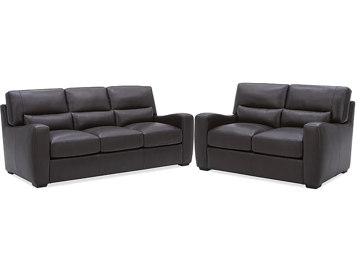 Southern Motion Rutherford Stationary Leather 2pc Living Room Set in Chocolate