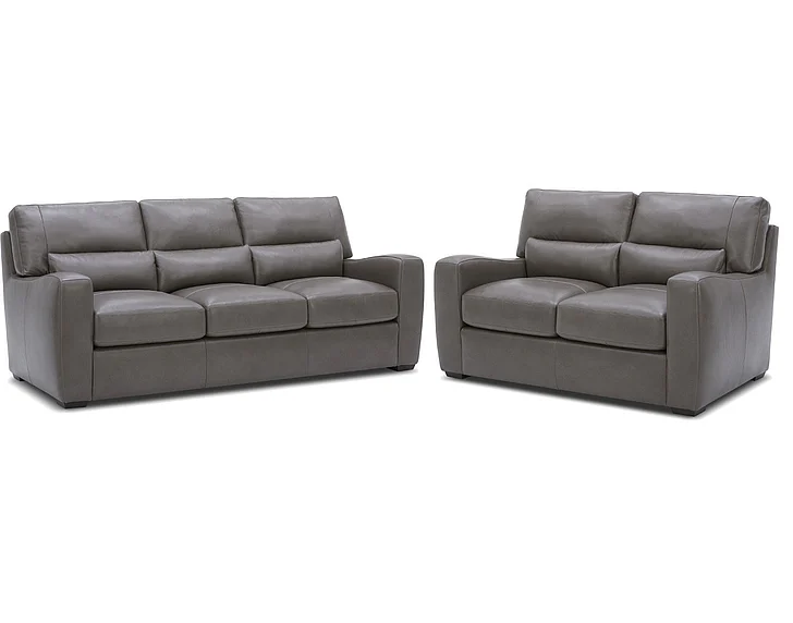Southern Motion Rutherford Stationary Leather 2pc Living Room Set in Granite